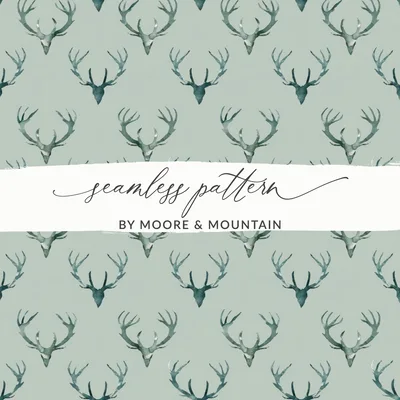 Teal Deer Antler Pattern Repeated Background Image Digital