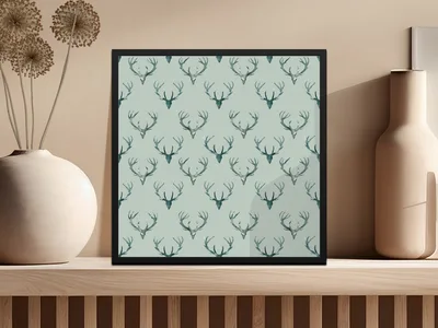 Teal Deer Antler Pattern Repeated Background Image Digital