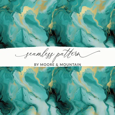 Teal Gold Marble Digital Paper, Seamless Abstract Pattern, Fabric Print, Scrapbook Paper, Watercolor Texture, Commercial Use