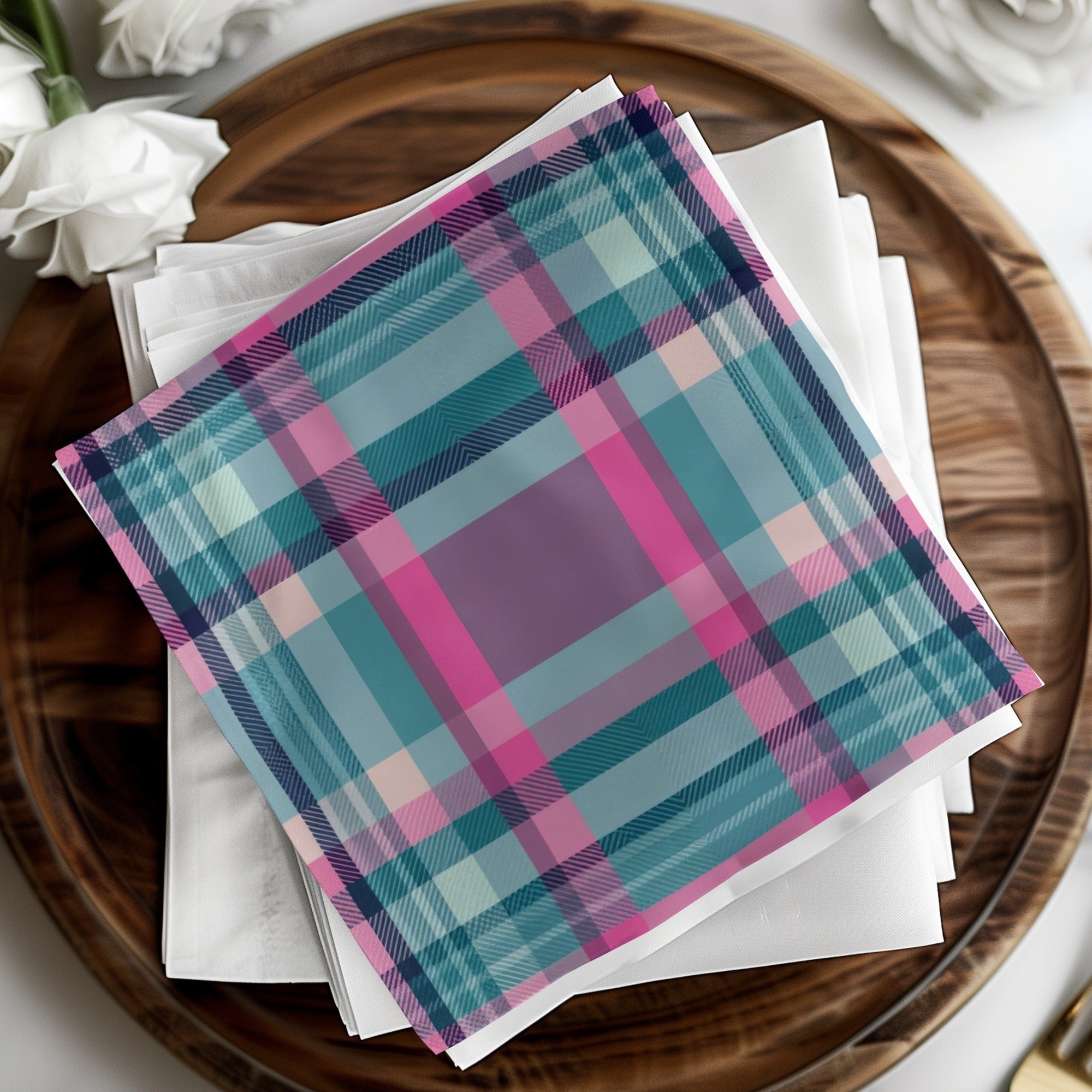 Teal Pink Plaid Digital Paper, Seamless Tartan Pattern, Commercial Use, Fabric Design, Scrapbook Paper, Digital Backgrounds