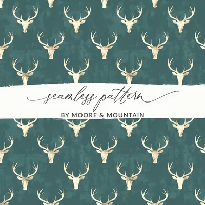 Teal Surface with White Deer Pattern Christmas Season Digital
