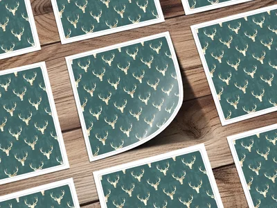 Teal Surface with White Deer Pattern Christmas Season Digital