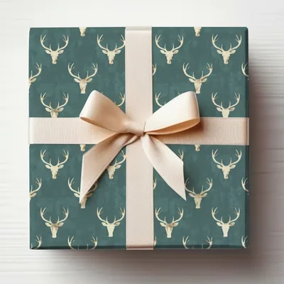 Teal Surface with White Deer Pattern Christmas Season Digital