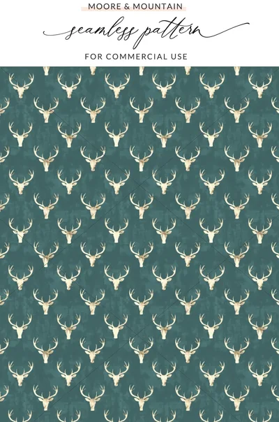 Teal Surface with White Deer Pattern Christmas Season Digital