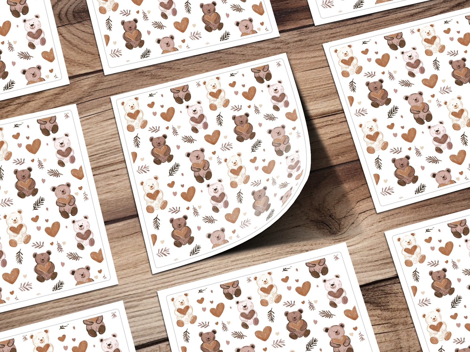 Teddy Bear Heart Seamless Pattern Digital, Nursery Decor, Cute Bear Pattern, Kid Fabric Design, Cartoon Animals, Commercial Use