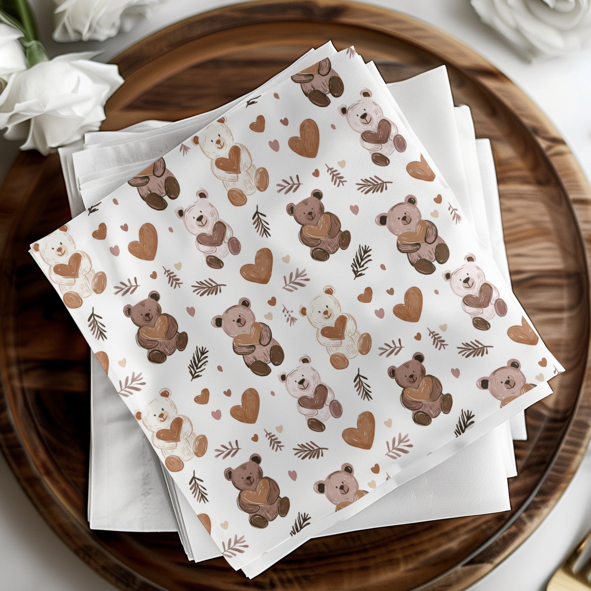 Teddy Bear Heart Seamless Pattern Digital, Nursery Decor, Cute Bear Pattern, Kid Fabric Design, Cartoon Animals, Commercial Use