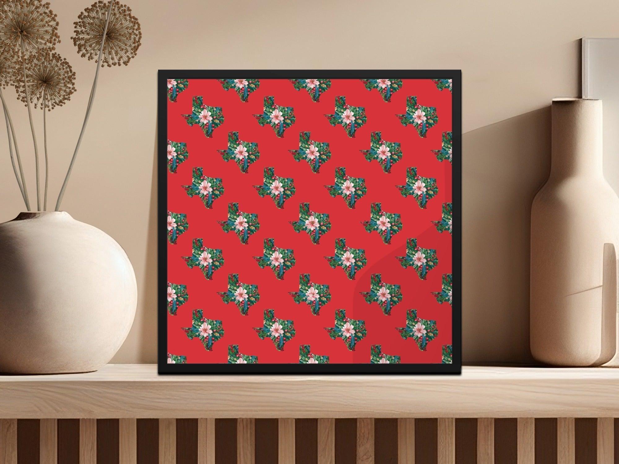 Texas Christmas Digital Paper, Seamless Pattern, Floral Texas, Holiday Pattern, 12x12 JPEG, Printable Fabric, Scrapbooking