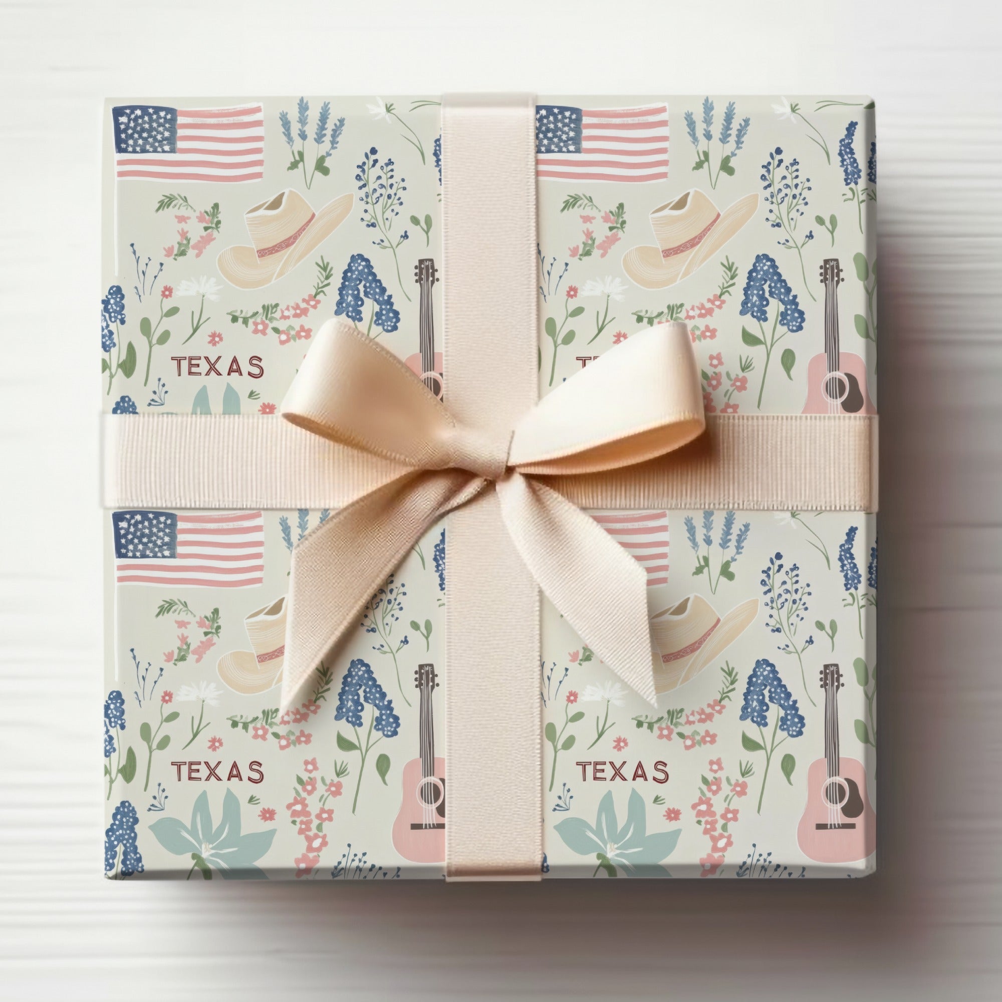 Texas Digital Art Pattern, American Flag Bluebonnet Design, Cowboy Hat Guitar Floral Print, Country Western Seamless Motif, Instant Download