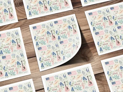 Texas Digital Art Pattern, American Flag Bluebonnet Design, Cowboy Hat Guitar Floral Print, Country Western Seamless Motif, Instant Download