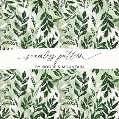 Tonal Green Abstract Foliage Seamless Pattern Illustration