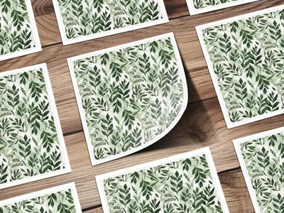 Tonal Green Abstract Foliage Seamless Pattern Illustration