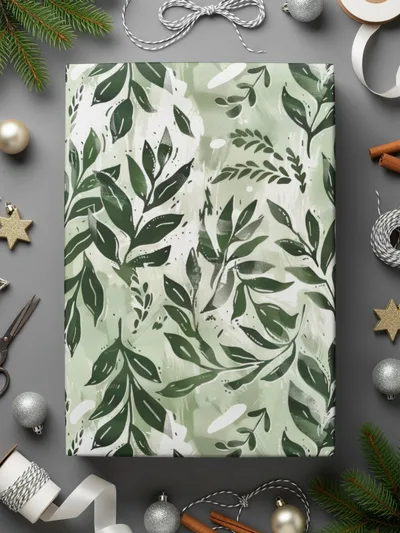 Tonal Green Abstract Foliage Seamless Pattern Illustration