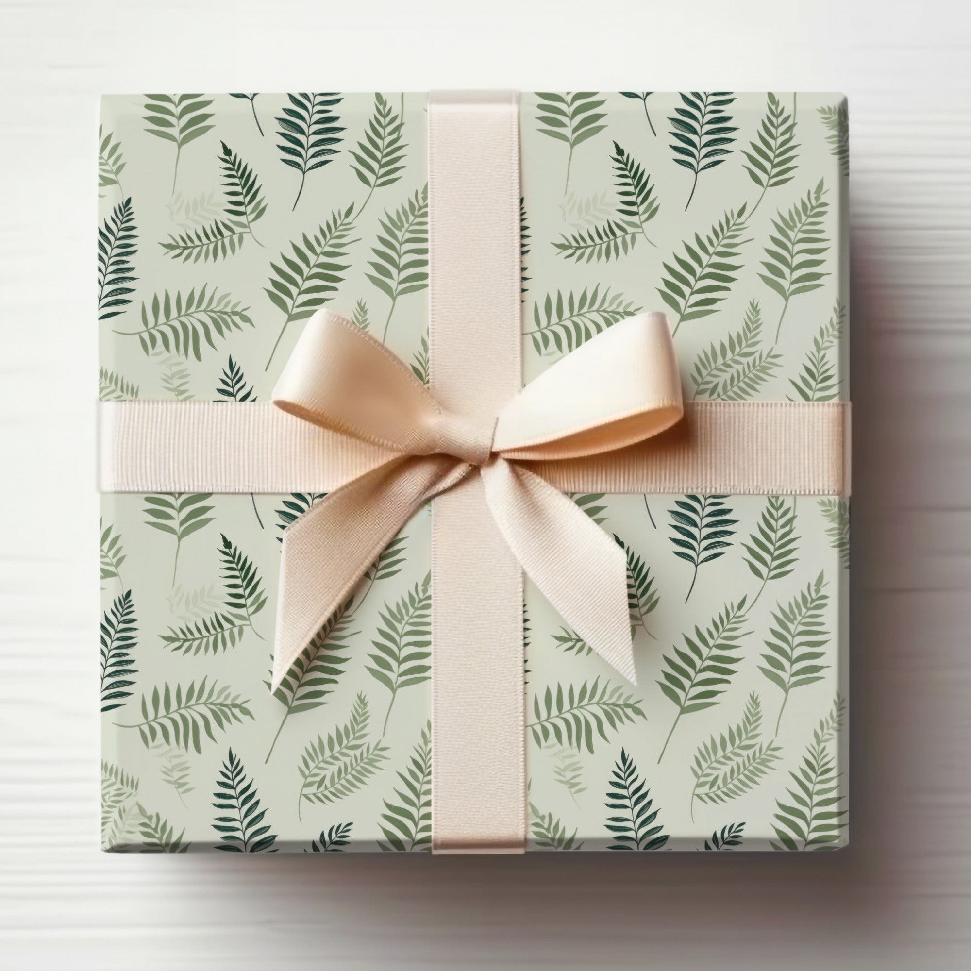 Tonal Green Botanical Repeat Design Soft Sage Background