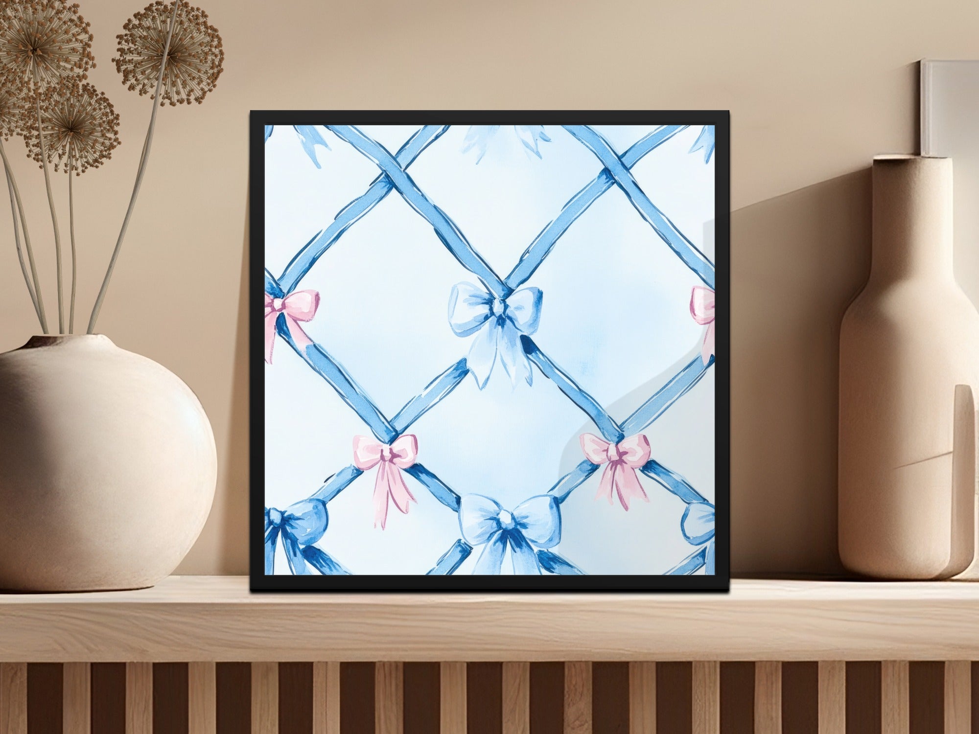 Trellis Ribbon Bow Pattern Seamless Grandmillenial Digital