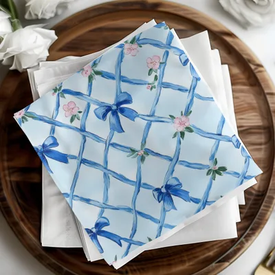 Trellis With Blue Bows Seamless Grandmillenial Digital