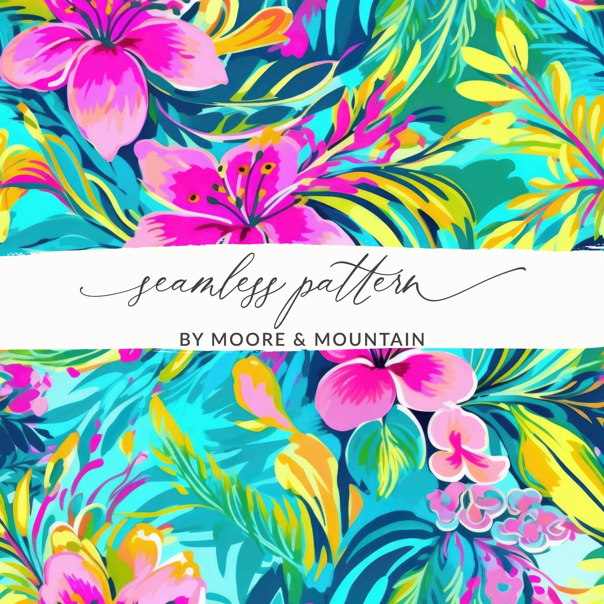 Preppy Tropical Flora Pattern Seamless Beachy Background