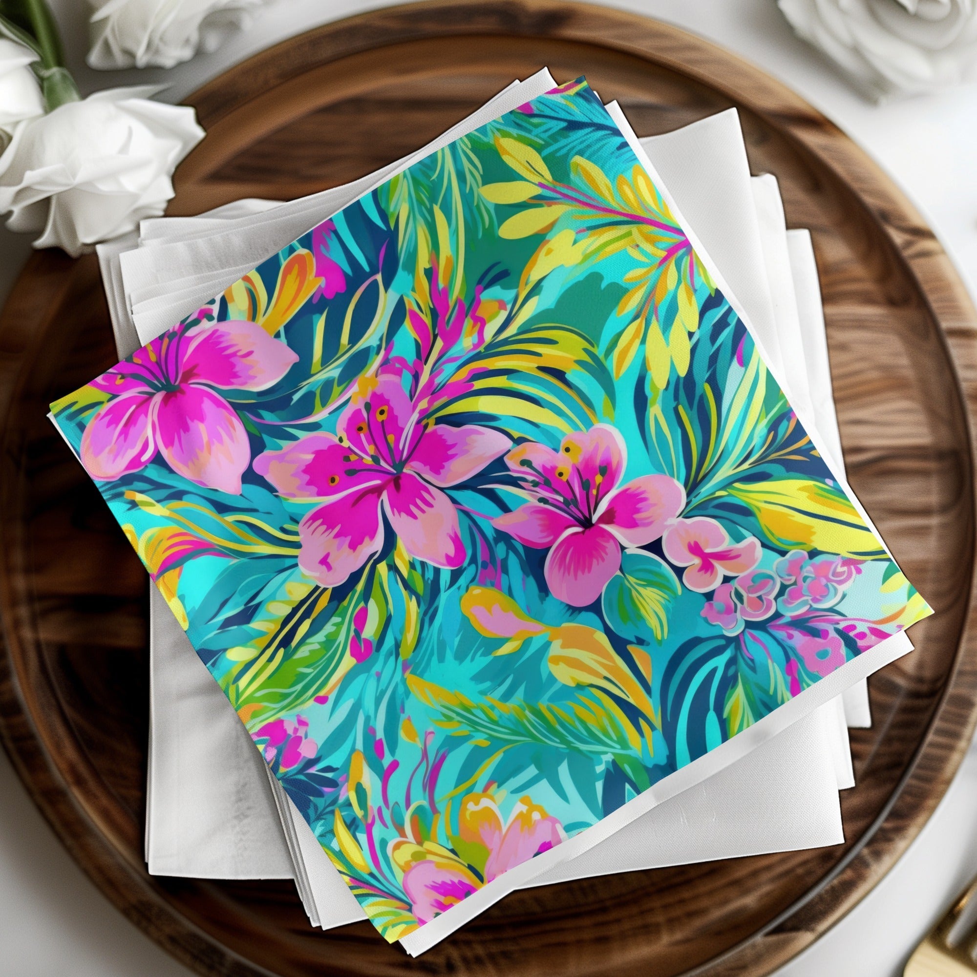 Preppy Tropical Flora Pattern Seamless Beachy Background