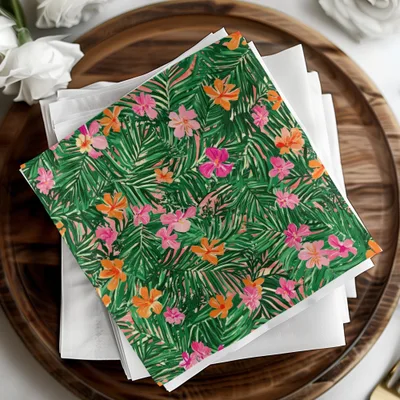 Tropical Floral Pattern, Seamless Palm Leaves, Digital Paper, Summer Flower, 2 JPEG Files, Scrapbook Paper, Printable Design, Fabric Design