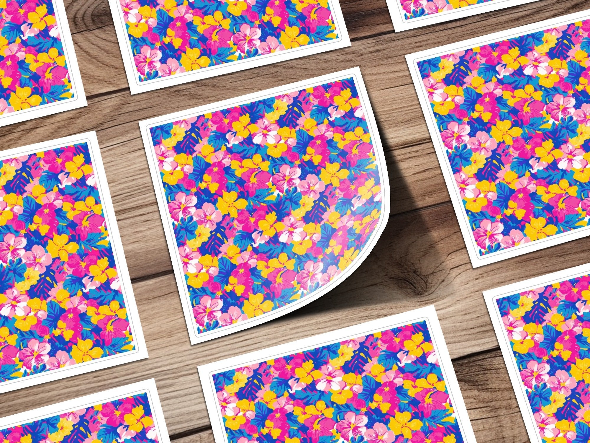 Tropical Floral Pattern, Seamless Repeat Digital Paper, Colorful Flower Design, Hibiscus Digital Print, Summer Pattern Design