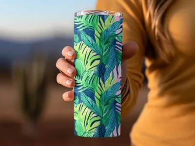 Tropical Leaves Pattern, Digital Seamless Design, Jungle Botanical Print, Greenery Image Download, Two Scale JPEG Files, 12x12 Inches