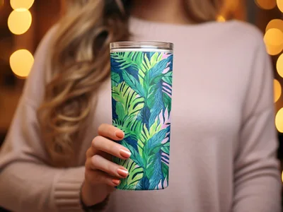 Tropical Leaves Pattern, Digital Seamless Design, Jungle Botanical Print, Greenery Image Download, Two Scale JPEG Files, 12x12 Inches