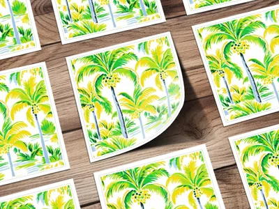 Tropical Palm Tree Pattern Digital Paper, Summer Vibe Seamless Backgrounds, Island Life Repeat Pattern Digital Download