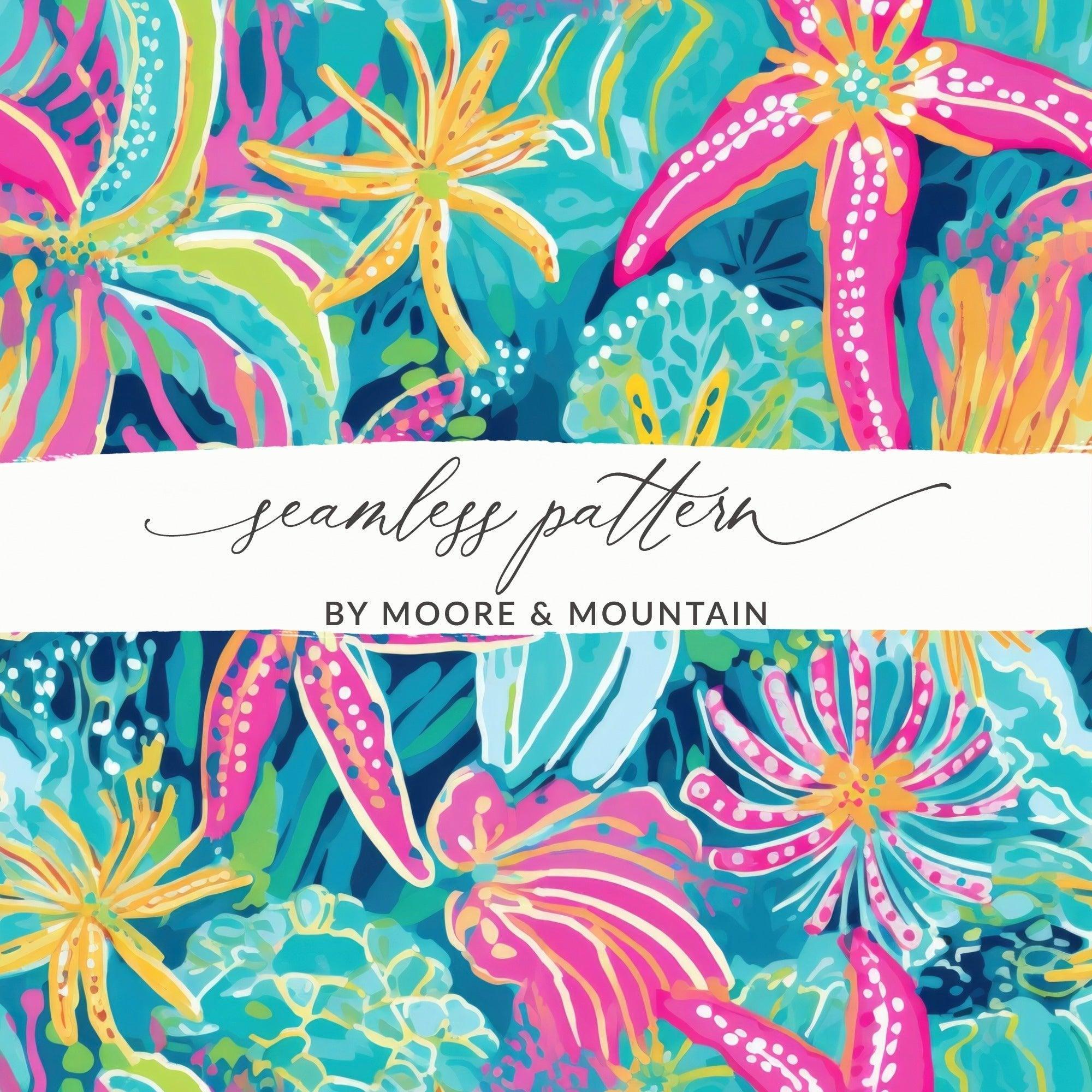 Tropical Starfish Digital Seamless Pattern, Vibrant Ocean Print, Bright Summer Texture, Digital Paper for Fabric, 12x12 JPEG File