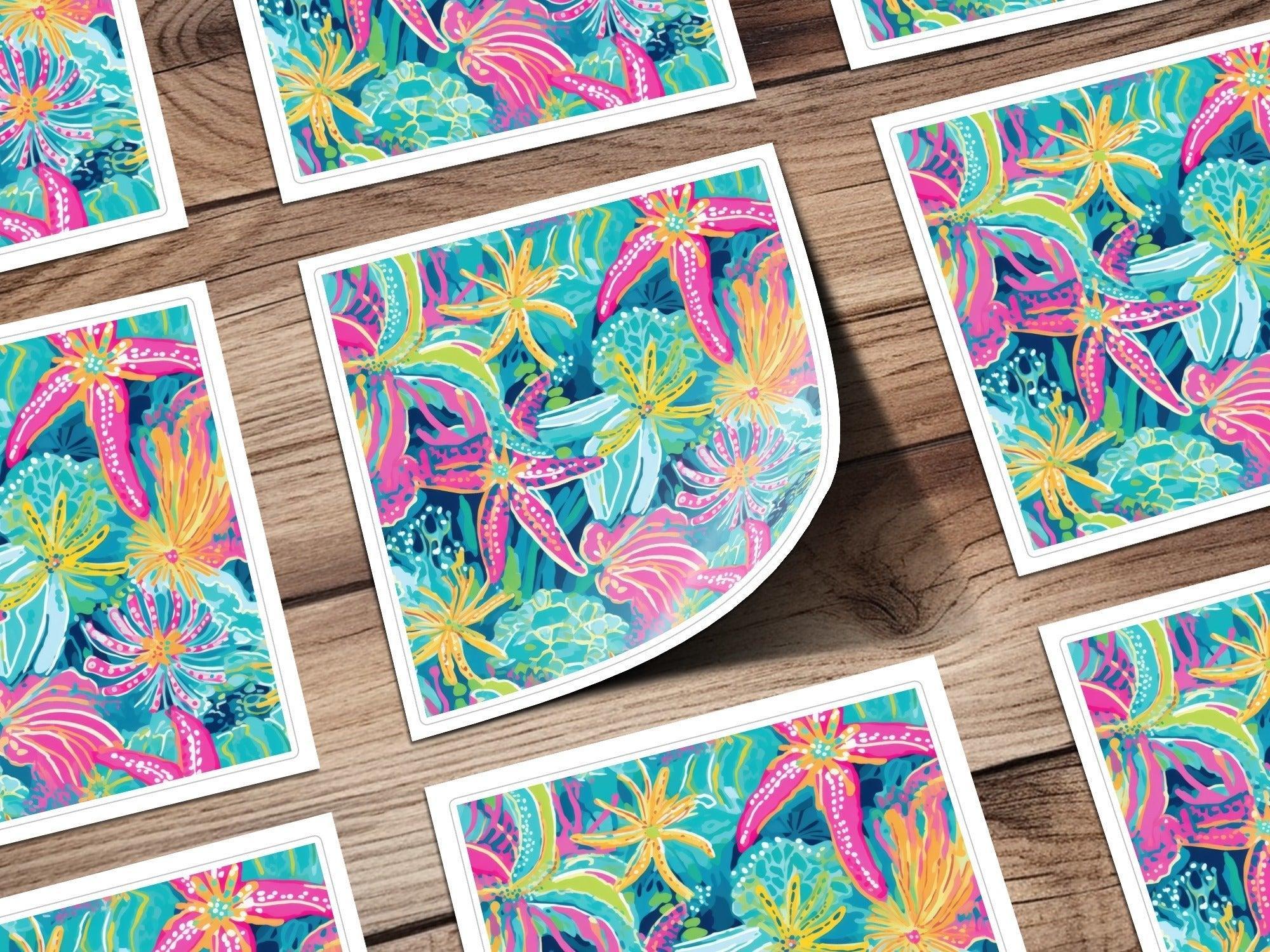 Tropical Starfish Digital Seamless Pattern, Vibrant Ocean Print, Bright Summer Texture, Digital Paper for Fabric, 12x12 JPEG File