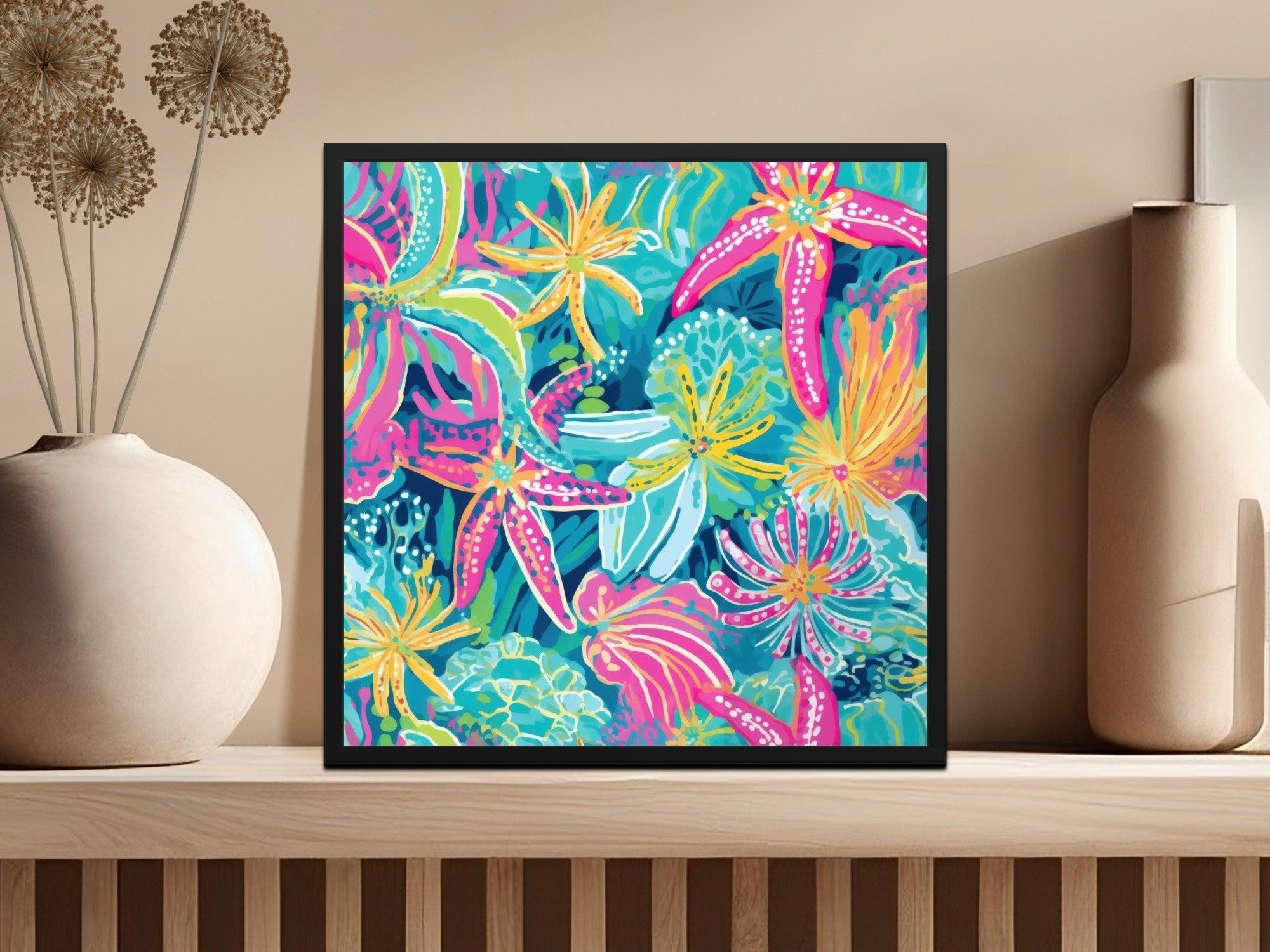 Tropical Starfish Digital Seamless Pattern, Vibrant Ocean Print, Bright Summer Texture, Digital Paper for Fabric, 12x12 JPEG File