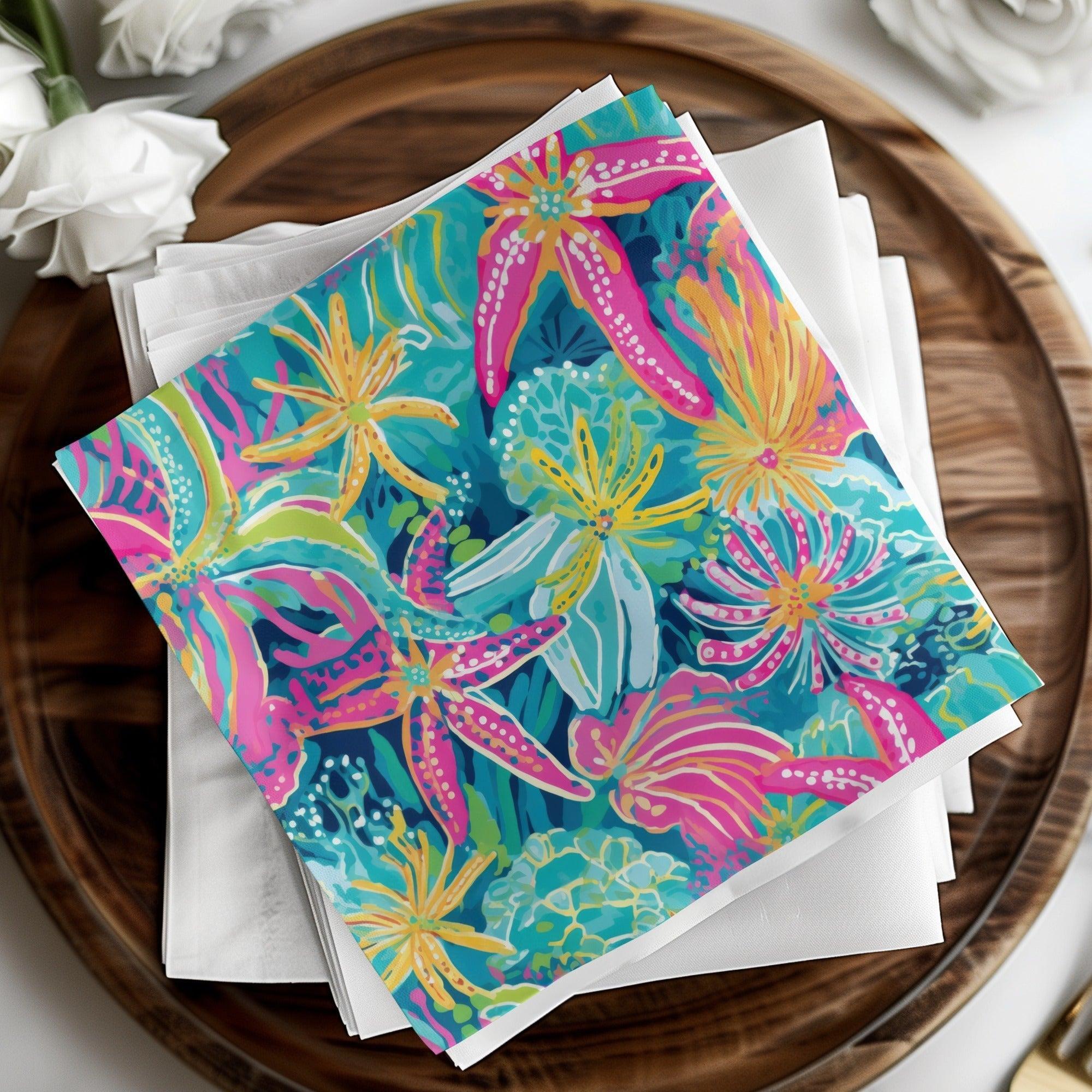 Tropical Starfish Digital Seamless Pattern, Vibrant Ocean Print, Bright Summer Texture, Digital Paper for Fabric, 12x12 JPEG File