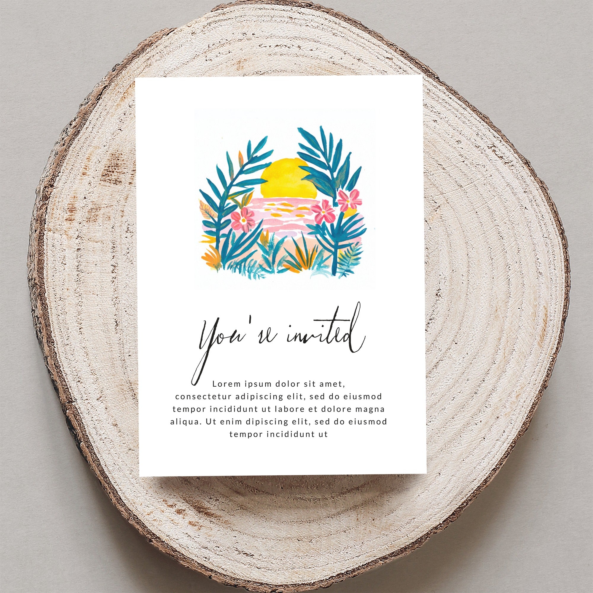 Tropical Sunset Digital Art, Preppy Beach Clipart, Vibrant PNG SVG, Cute Pink Flowers, Rainbow Pastel Ocean, Summer Stickers