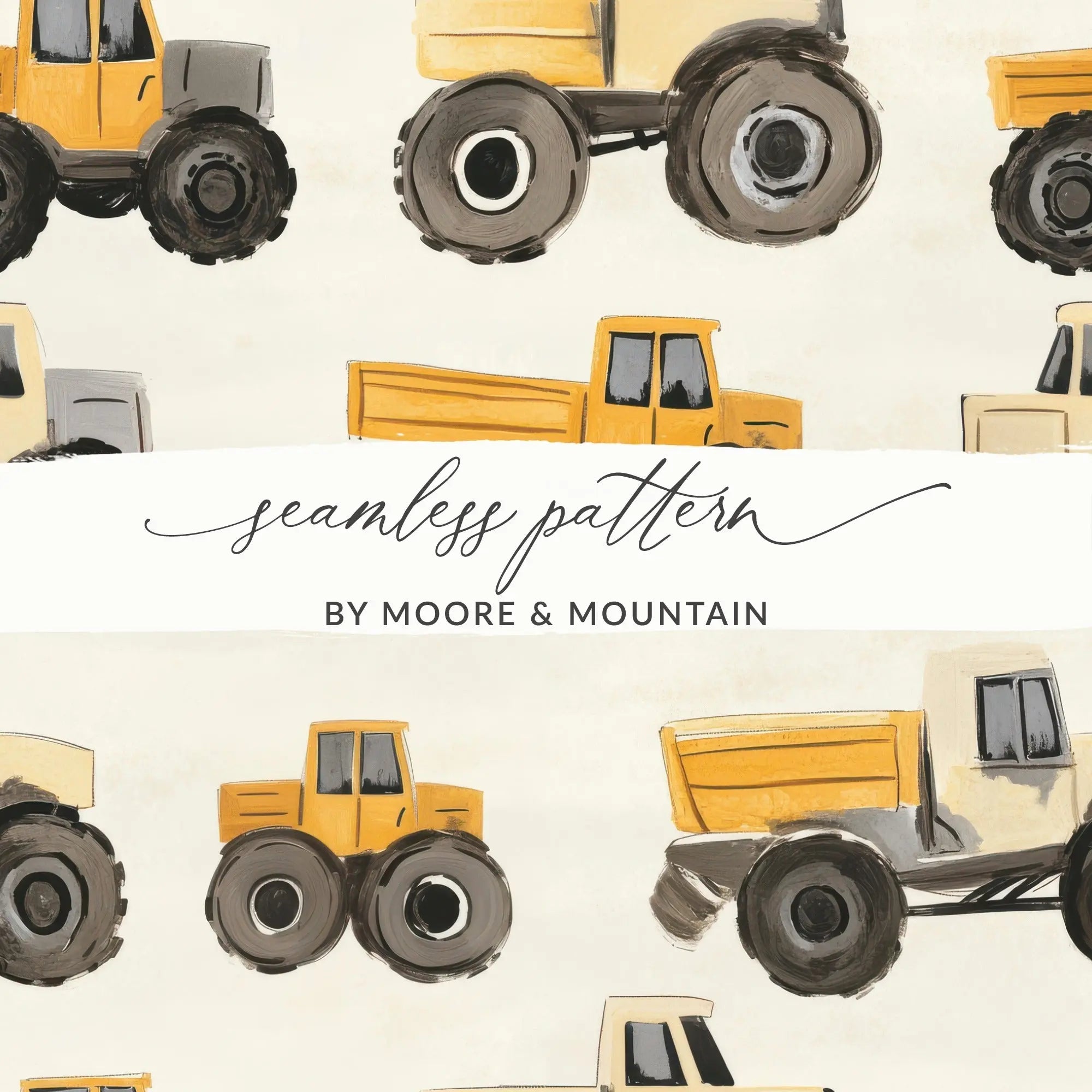 Truck Seamless Pattern Digital, Construction Vehicles Digital Paper, Boys Room Decor Fabric Design, Kids Scrapbooking, 2 JPEG Files