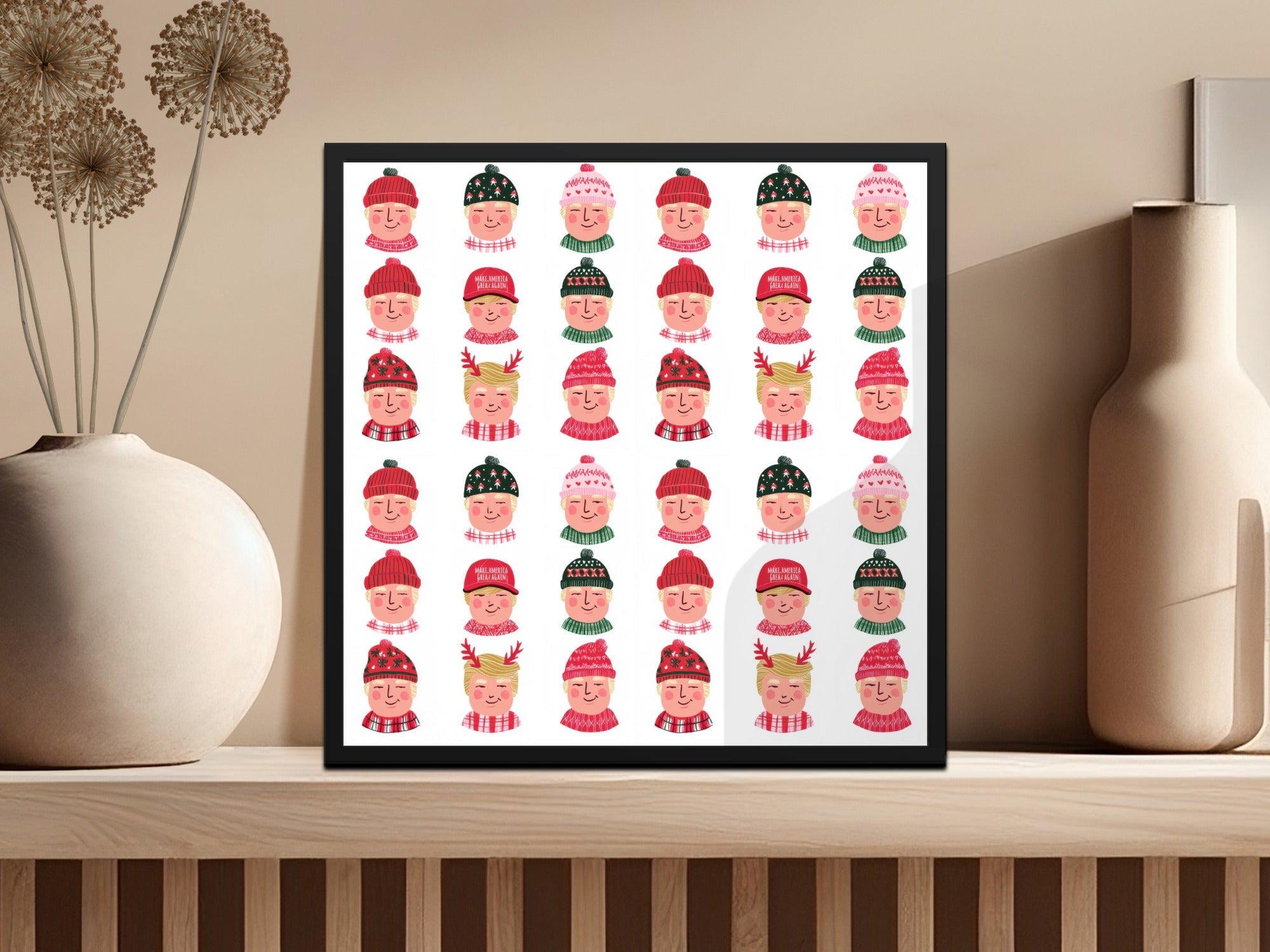 Trump Holiday Hats And Scarves Repeat Pattern Digital