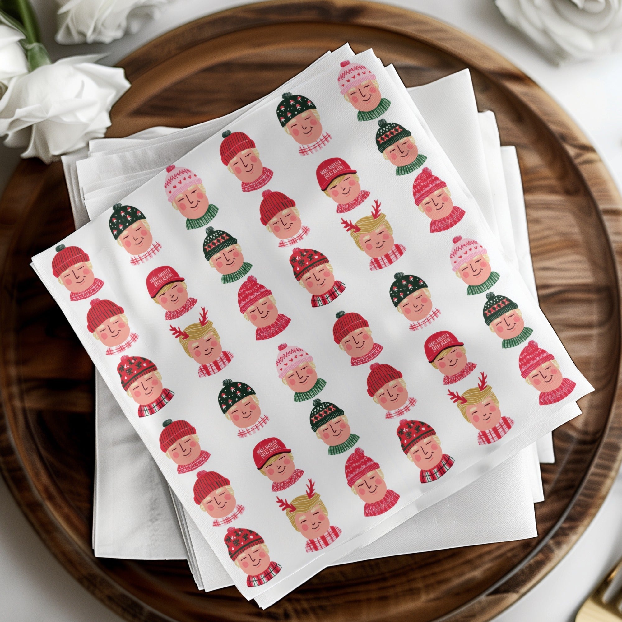 Trump Holiday Hats And Scarves Repeat Pattern Digital