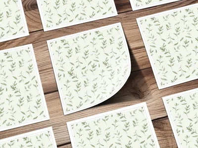 Two Tone Green Leafy Line Art Organic Vine Repeat Pattern