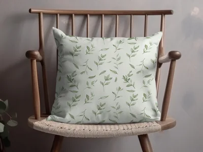 Two Tone Green Leafy Line Art Organic Vine Repeat Pattern