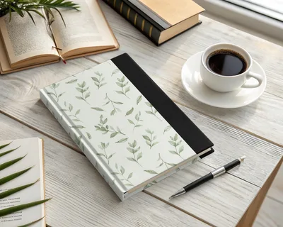 Two Tone Green Leafy Line Art Organic Vine Repeat Pattern
