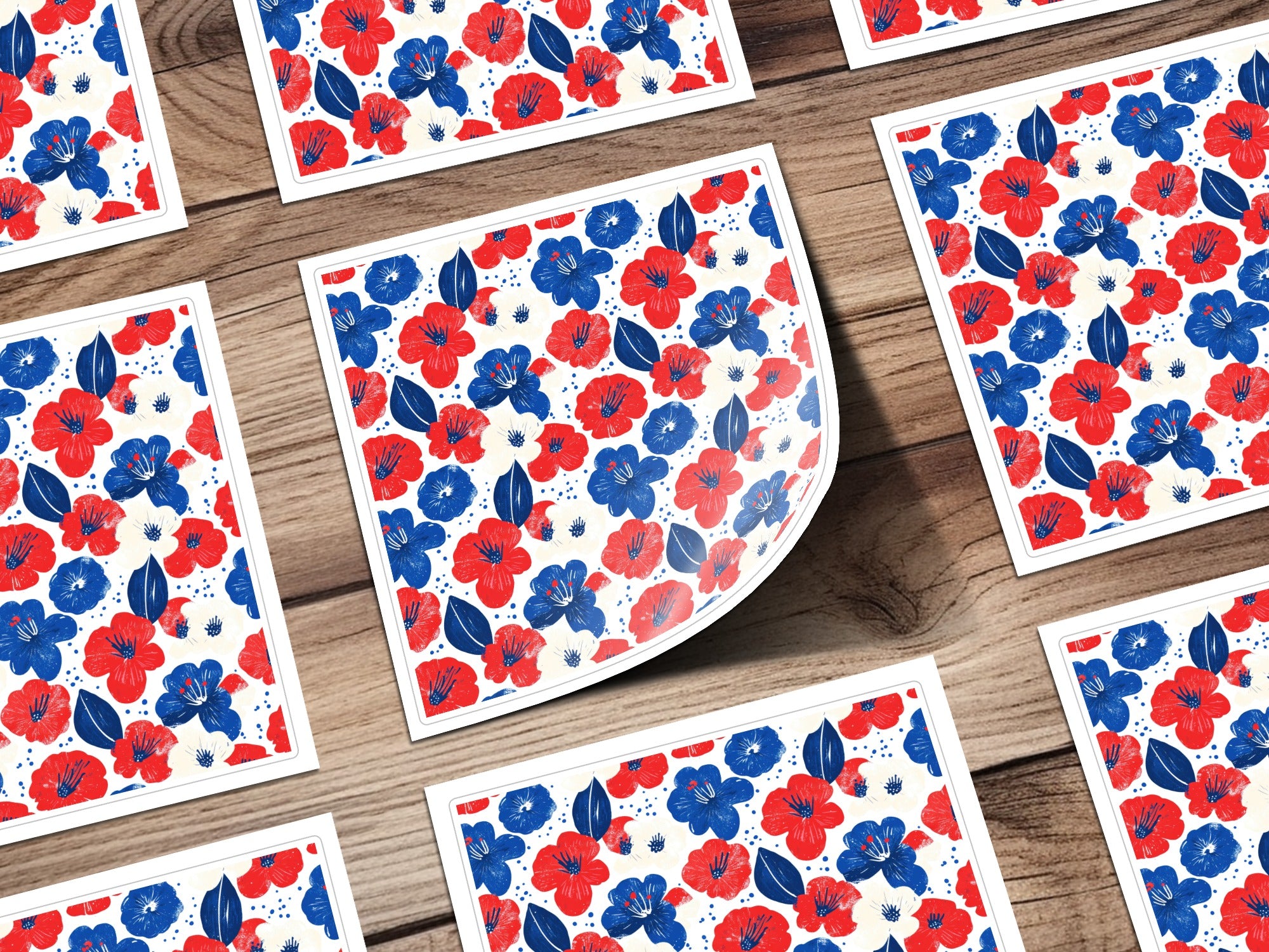 USA Floral Seamless Pattern, Patriotic Digital Paper, 4th of July Fabric Design, Red White and Blue Floral Background, Patriotic Pattern