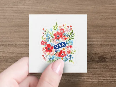 USA Patriotic Floral Preppy Clip Art Clipart, Fourth of July Flowers Digital Art, Independence Day Celebration Graphic, Red White Blue Blooms SVG