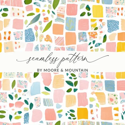 Vibrant Abstract Digital Art Download, Colorful Collage Pattern, Modern Paint Strokes Texture, Playful Eclectic Design Print, Pastel Block