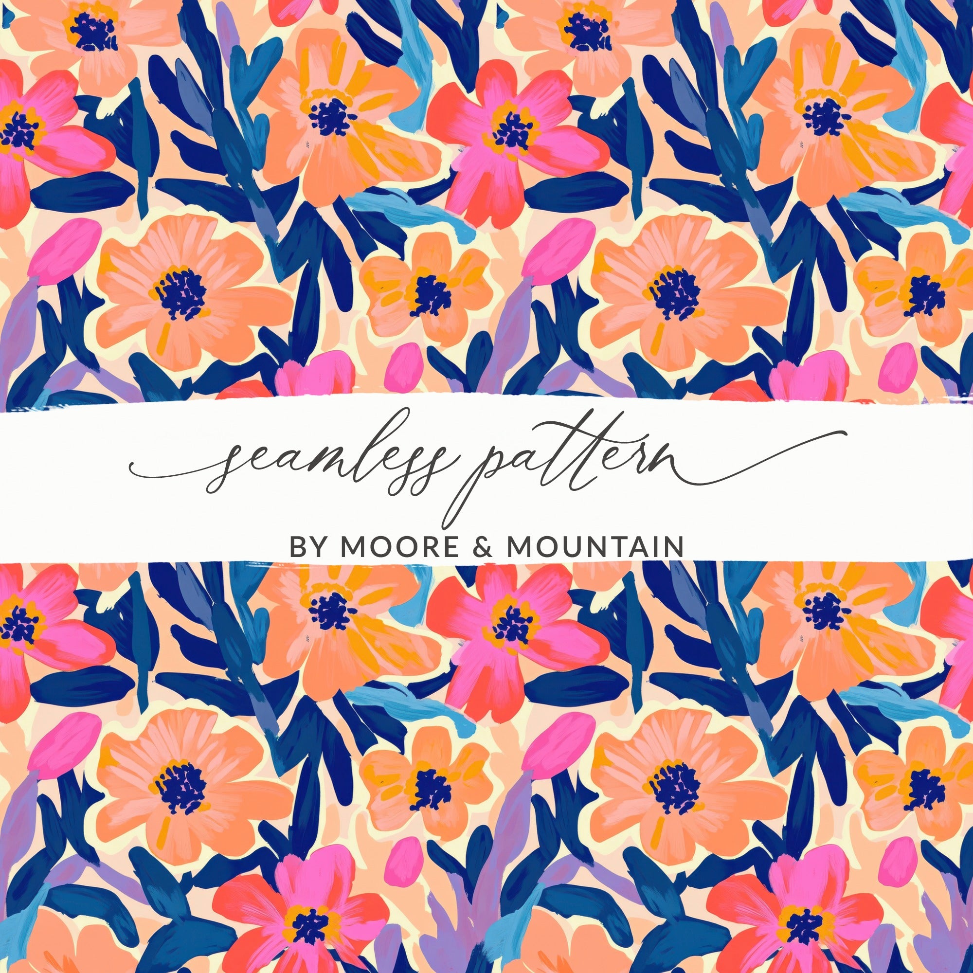 Vibrant Abstract Floral Pattern Digital Paper | Seamless Botanical Print | Modern Flower Design Graphic File for Crafting