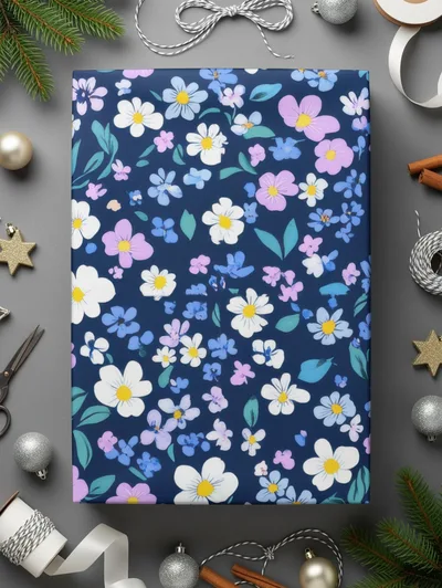 Vibrant Ditsy Floral Small Blooms Pattern in Indigo Digital