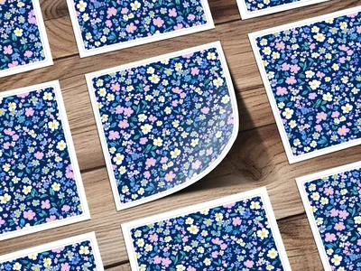 Vibrant Ditsy Floral Small Blooms Pattern in Indigo Digital
