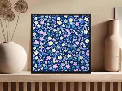 Vibrant Ditsy Floral Small Blooms Pattern in Indigo Digital