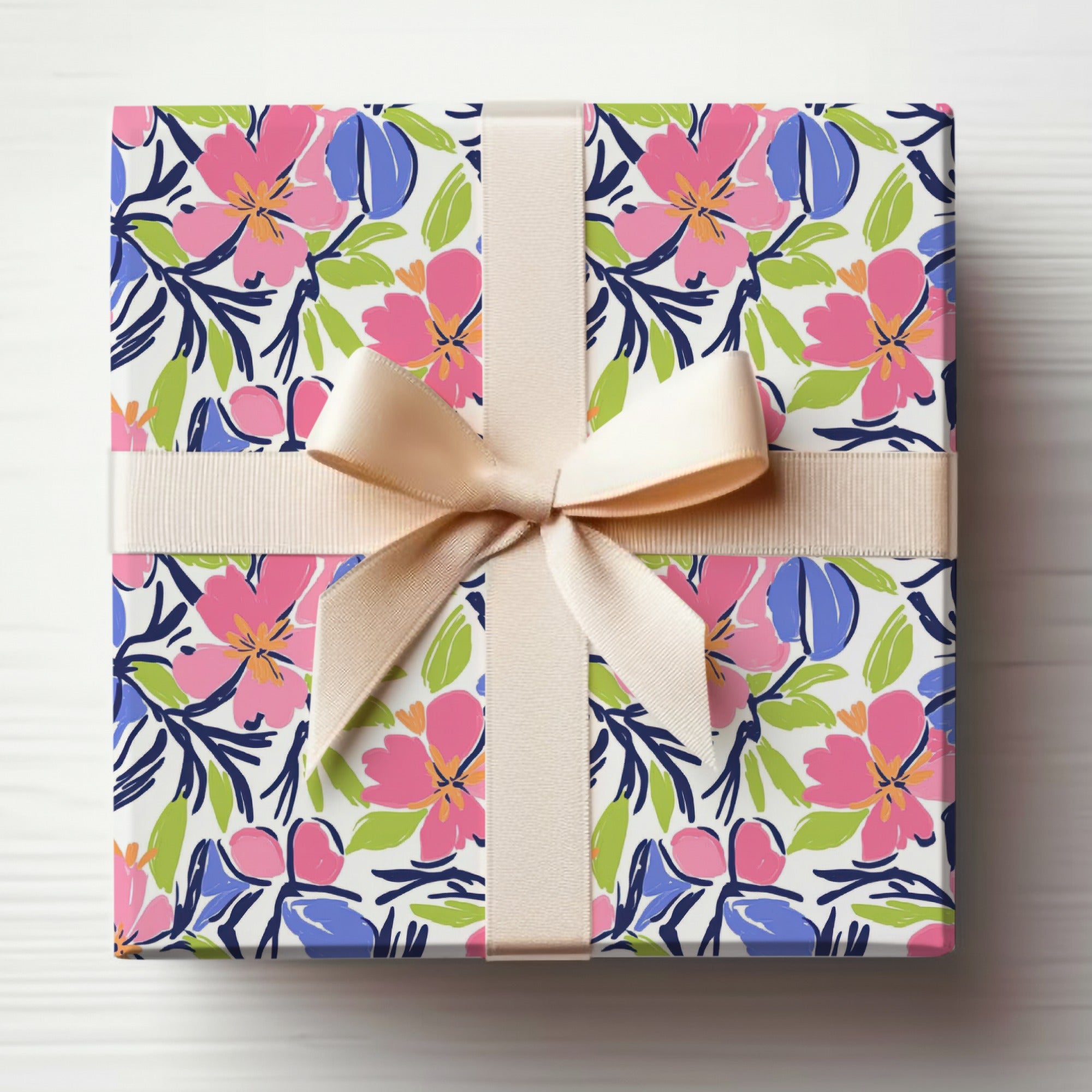 Vibrant Floral Digital Paper, Abstract Flower Pattern, Seamless Background, Preppy Pink Blue Green Design, Instant Download Art