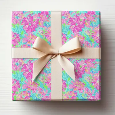 Vibrant Floral Digital Paper, Seamless Pattern, Pink Aqua Tropical Flowers, Summer Scrapbook Paper, Bright Background Digital Download