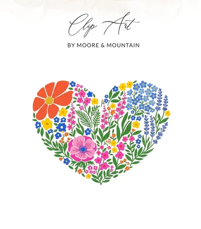 Vibrant Floral Heart PNG SVG Digital Download, Botanical Love Clipart, Spring Flowers Art, Whimsical Garden Illustration, Instant Access