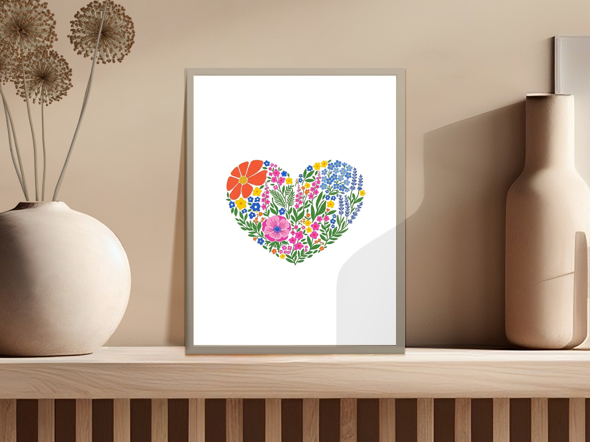Vibrant Floral Heart PNG SVG Digital Download, Botanical Love Clipart, Spring Flowers Art, Whimsical Garden Illustration, Instant Access
