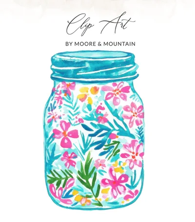 Vibrant Floral Mason Jar SVG | Preppy Flowers Digital Download | Summer Garden Craft File for Cricut & Silhouette | Pink Blue Yellow SVG