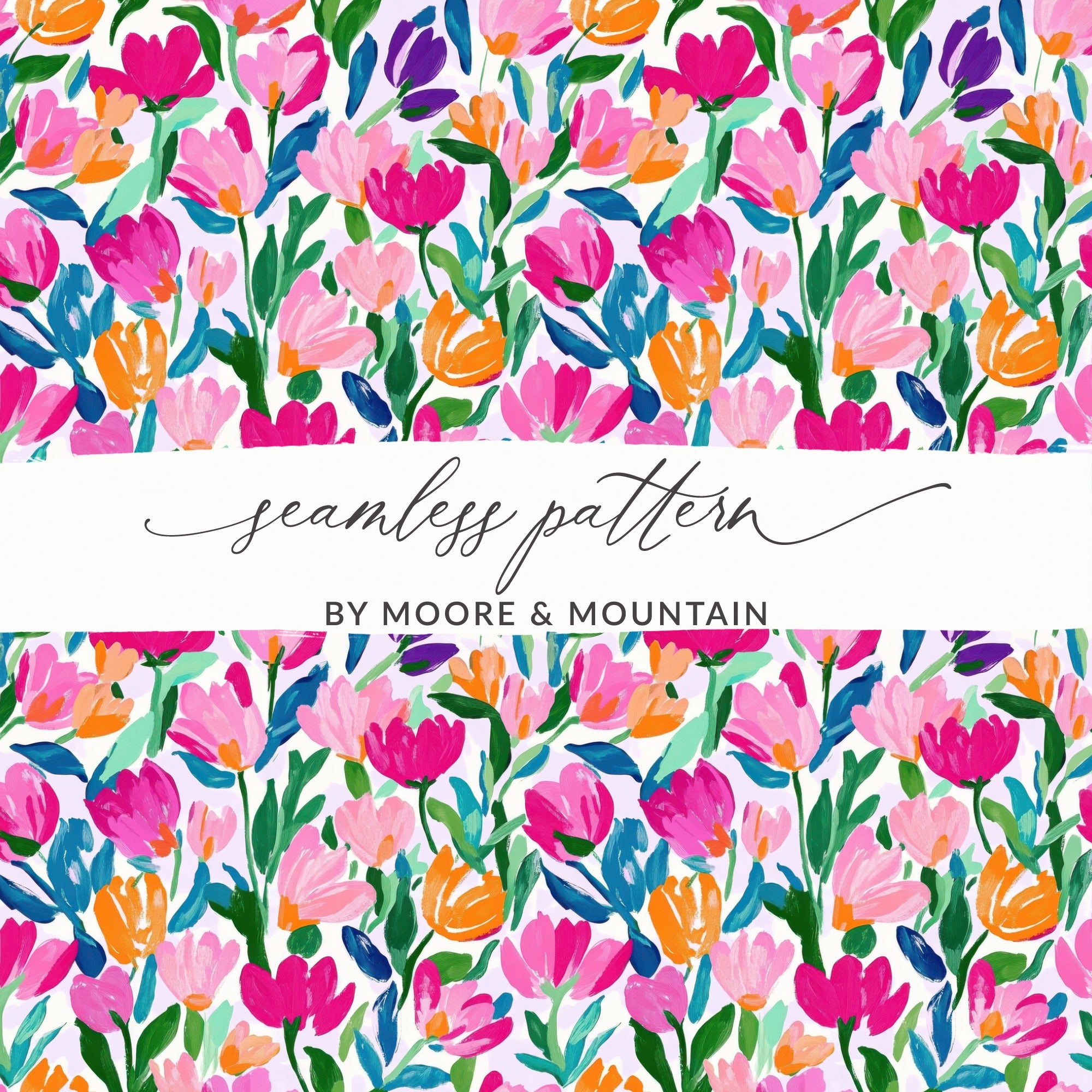 Vibrant Floral Pattern Digital Download, Abstract Painterly Flower Seamless File, Colorful Spring Summer Botanical Print, Bright Blooms Art